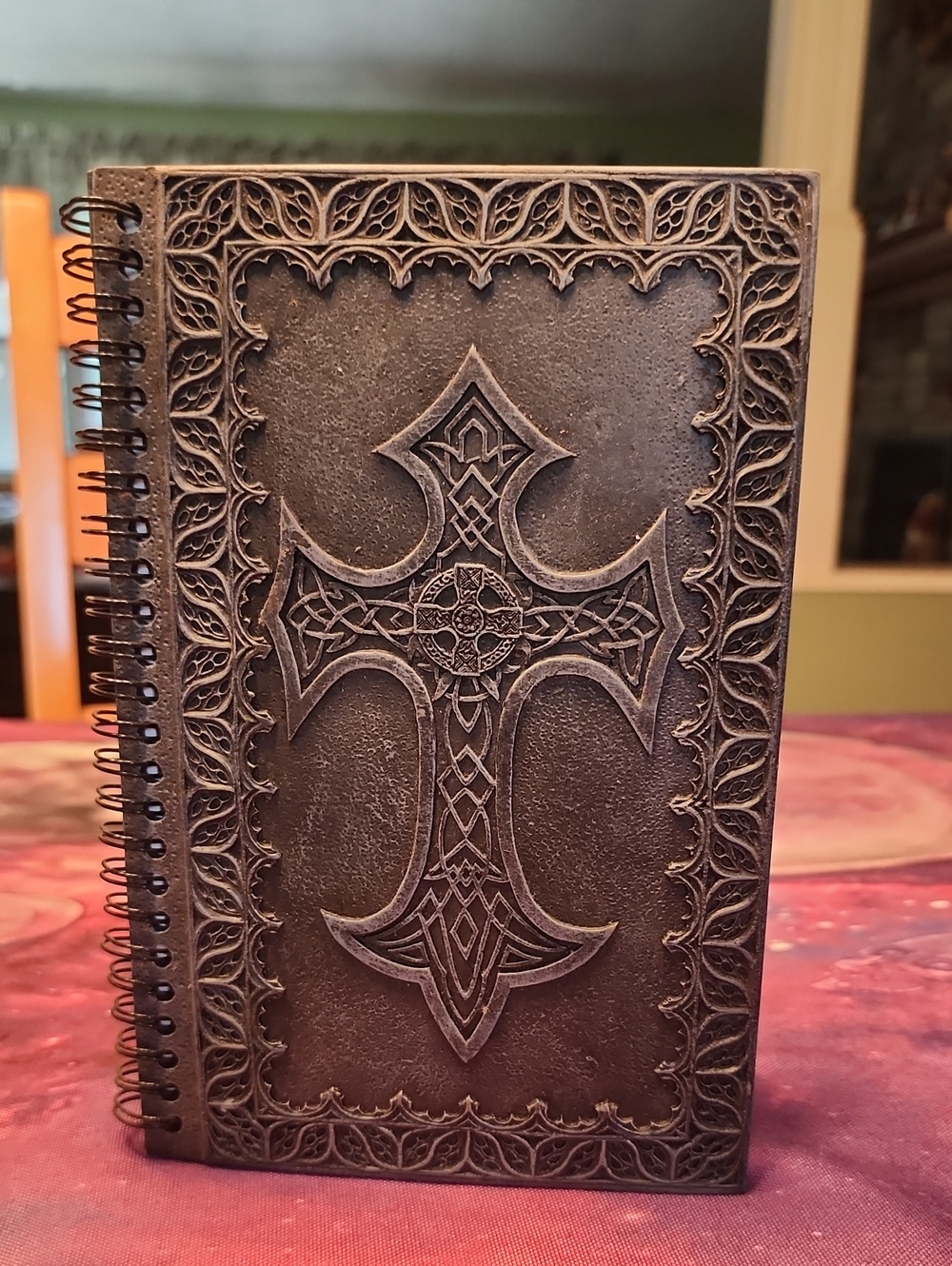 Embossed Cross Spiral Journal - Notebook